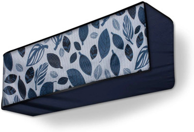Lala Maneet Air Conditioner  Cover(Width: 33.02 cm, Split Indoor AC Cover Unit for 2 Ton, Blue Grey Leaf)