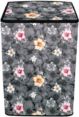 MW PRINTS Top Loading Washing Machine  Cover(Width: 59 cm, Grey Flower)
