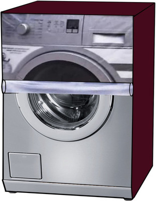 KVAR Front Loading Washing Machine  Cover(Width: 69 cm, Maroon, TRANSPARENT)