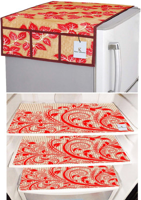 KUBER INDUSTRIES Refrigerator  Cover(Width: 56 cm, Gold & Red)