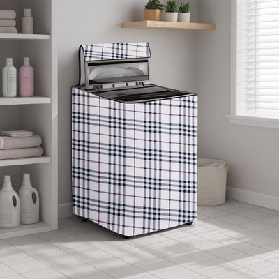 Visutra Top Loading Washing Machine  Cover(Width: 57 cm, White with Black & Red Checkered Print)