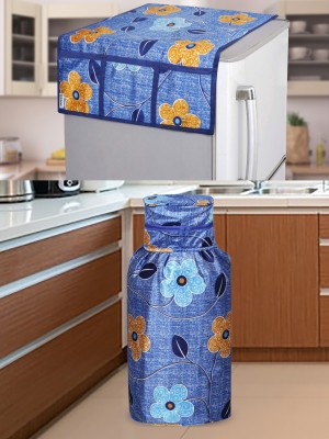 E-Retailer Gas Cylinder  Cover(Width: 53 cm, Length-99cm) with LPG Gas Cylinder Cover (Blue, Set Contains-2Pcs)
