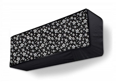 MW PRINTS Air Conditioner  Cover(Width: 29.21 cm, Black Flower)
