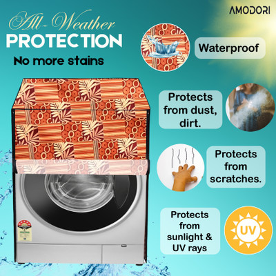 Amodori Front Loading Washing Machine  Cover(Width: 61 cm, Orange, Beige)