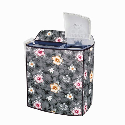 aradhya traders Semi-Automatic Washing Machine  Cover(Width: 51 cm, Black Flower 6kg to 8kg Waterproof)