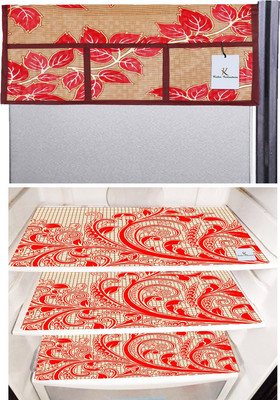 KUBER INDUSTRIES Refrigerator  Cover(Width: 56 cm, Gold & Red)