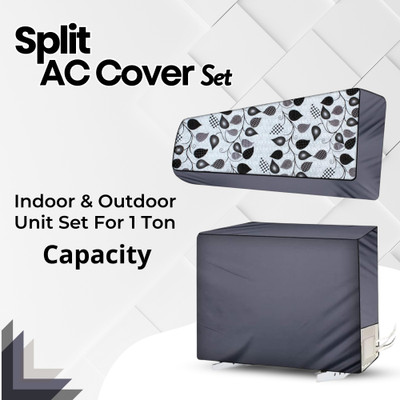 Lala Maneet Air Conditioner  Cover(Width: 88.9 cm, Grey Leaf)