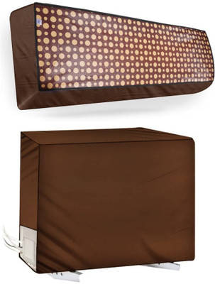MW PRINTS Air Conditioner  Cover(Width: 23 cm, Split AC Cover Set of Indoor & Outdoor Units for 2 Ton, Brown Dot)