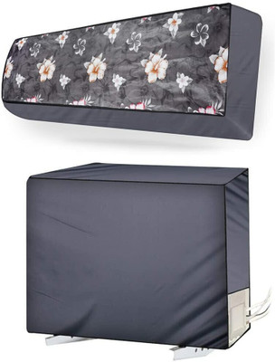MW PRINTS Air Conditioner  Cover(Width: 88.9 cm, Grey Flower)