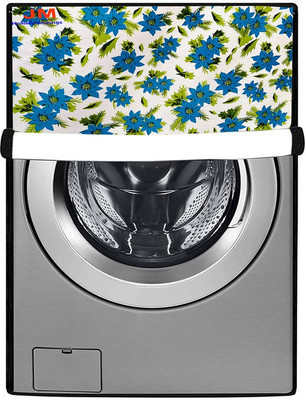 JM Homefurnishings Front Loading Washing Machine  Cover(Width: 60 cm, White, Blue)