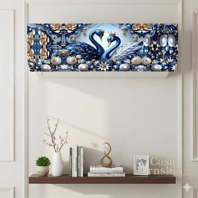 CASA FURNISHING Air Conditioner  Cover(Width: 97 cm, BLUE, SILVER)