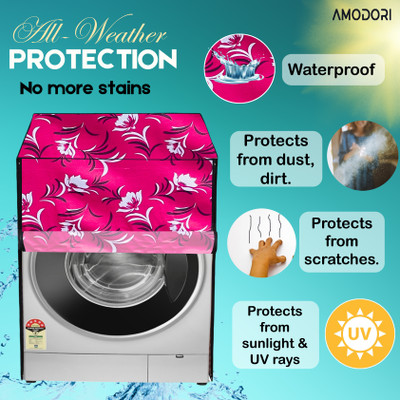 Amodori Front Loading Washing Machine  Cover(Width: 69 cm, Pink, Black)