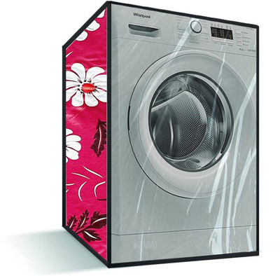 Delideal Front Loading Washing Machine  Cover(Width: 71 cm, White, Dark Pink)