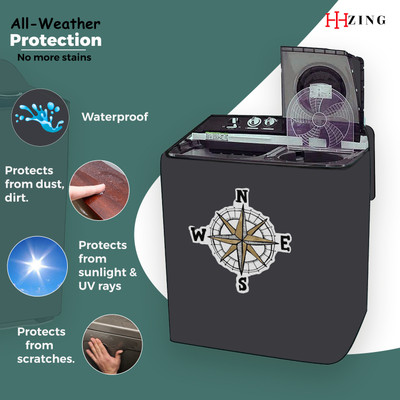Hizing Semi-Automatic Washing Machine  Cover(Width: 82 cm, Grey, Silver)