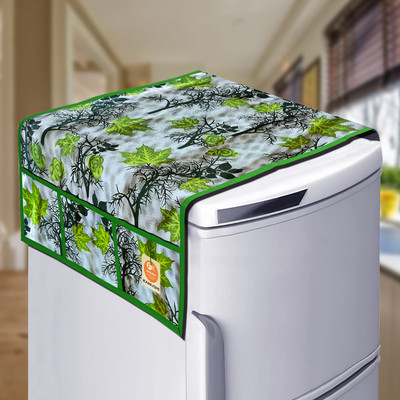 Kanushi Industries Refrigerator  Cover(Width: 54 cm, GREEN, WHITE)