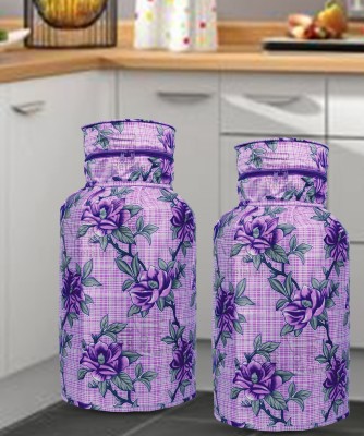 E-Retailer Gas Cylinder  Cover(Width: 36 cm, Height-66cm) With Zip Enclosure, Pack of 2Pc (Floral Purple)