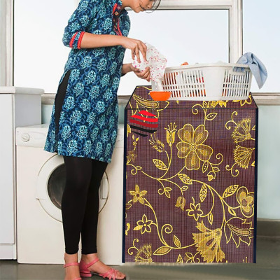 SAVEIT Front Loading Washing Machine  Cover(Width: 91 cm, Maroon, Golden)