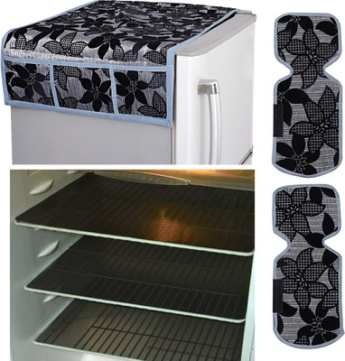 KUBER INDUSTRIES Refrigerator  Cover(Width: 98 cm, Black)
