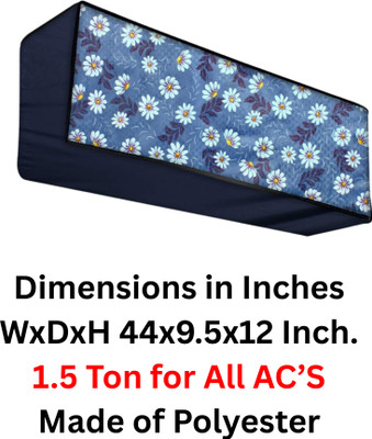 ASHTAAPAD Air Conditioner  Cover(Width: 111 cm, Grey Blue White Flower)
