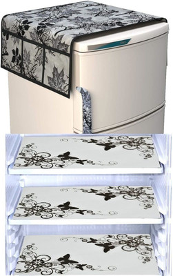 RichBox Refrigerator  Cover(Width: 54 cm, Black, White)