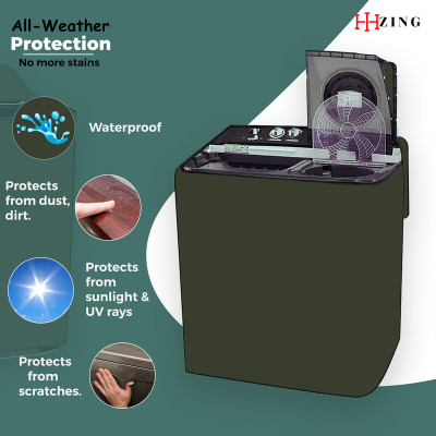 Hizing Semi-Automatic Washing Machine  Cover(Width: 91 cm, Green)