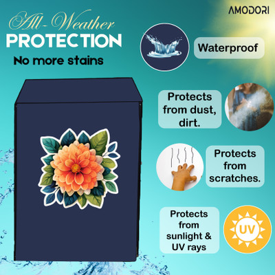 Amodori Front Loading Washing Machine  Cover(Width: 63 cm, Blue, Orange)