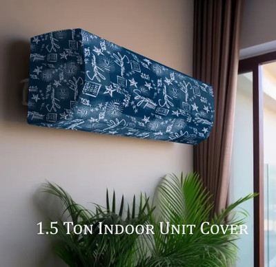 CASA FURNISHING Air Conditioner  Cover(Width: 97 cm, BLUE, WHITE)