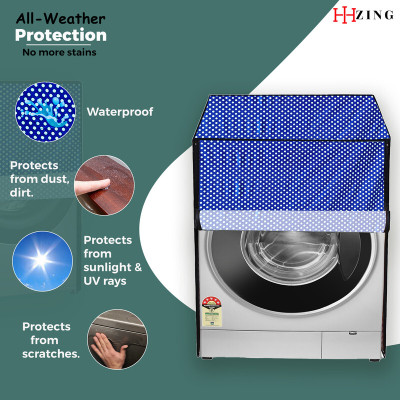 Hizing Front Loading Washing Machine  Cover(Width: 71 cm, Blue, White)