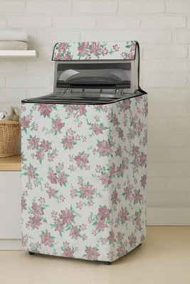 Visutra Top Loading Washing Machine  Cover(Width: 57 cm, White with Pink Floral Print)
