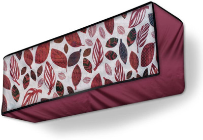 Lala Maneet Air Conditioner  Cover(Width: 33.02 cm, Split Indoor AC Cover Unit for 2 Ton, Maroon Grey Leaf)