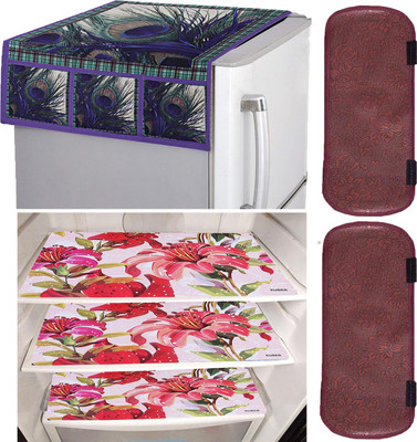 KUBER INDUSTRIES Refrigerator  Cover(Width: 56 cm, Green & Blue)