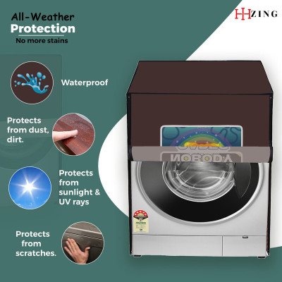 Hizing Front Loading Washing Machine  Cover(Width: 78 cm, Brown, White)