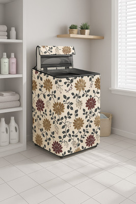 Visutra Top Loading Washing Machine  Cover(Width: 57 cm, Maroon, Brown, and Black Floral Pattern)