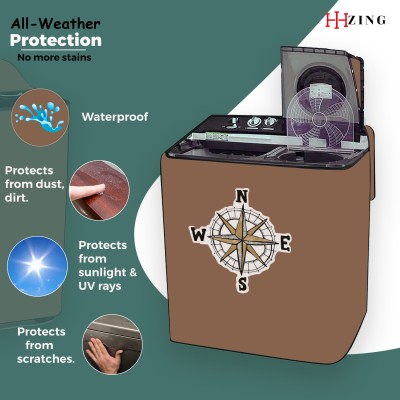 Hizing Semi-Automatic Washing Machine  Cover(Width: 83 cm, Beige, Silver)