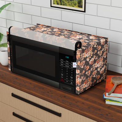 Heart Home Microwave Oven  Cover(Width: 45 cm, Grey, Brown)