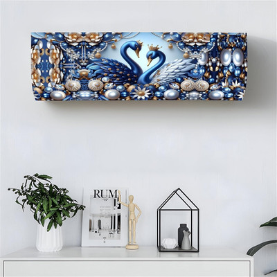 CASA FURNISHING Air Conditioner  Cover(Width: 97 cm, BLUE, CREAM)
