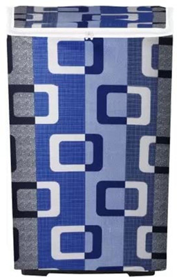 Decoreio Top Loading Washing Machine  Cover(Width: 23 cm, Boxes-Blue)