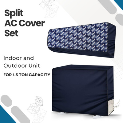 MW PRINTS Air Conditioner  Cover(Width: 111.76 cm, Blue Houndstooth)