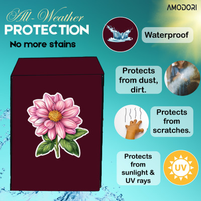 Amodori Front Loading Washing Machine  Cover(Width: 64 cm, Maroon, Green)