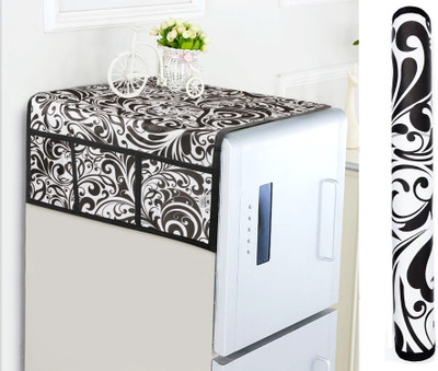 Wishland Refrigerator  Cover(Width: 26 cm, Set of 2 Pcs Combo of Fridge Top Cover with 6 Utility Pockets and Fridge Handle Cover(Color : Multicolor))