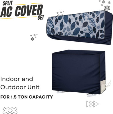 Lala Maneet Air Conditioner  Cover(Width: 111.76 cm, Blue Grey Leaf)