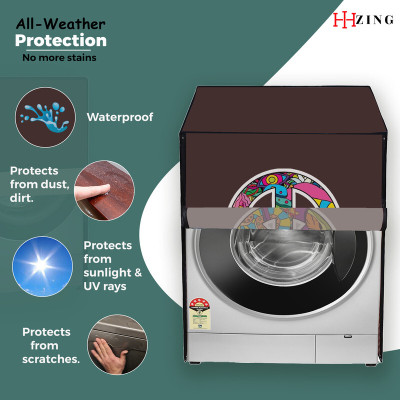 Hizing Front Loading Washing Machine  Cover(Width: 71 cm, Brown, Purple)
