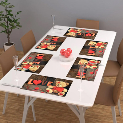 GRISHA Rectangular Pack of 6 Table Placemat(Red, Brown, PVC)