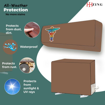 Hizing Air Conditioner  Cover(Width: 115 cm, Beige, Blue)