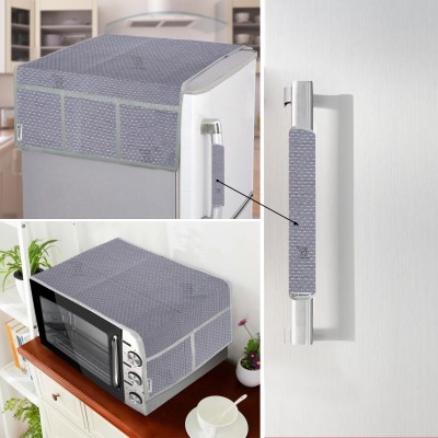 E-Retailer Refrigerator  Cover(Width: 53 cm, Length-99cm) With Handle Cover and Microwave Oven Top Cover (Grey, Pack of-3Pcs)