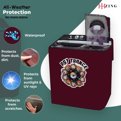 Hizing Semi-Automatic Washing Machine  Cover(Width: 84 cm, Maroon, Multicolor)