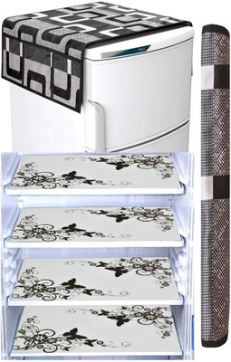 RichBox Refrigerator  Cover(Width: 54 cm, Black, White)
