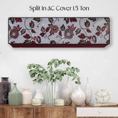 Glassiano Air Conditioner  Cover(Width: 109.22 cm, Silver::Maroon)