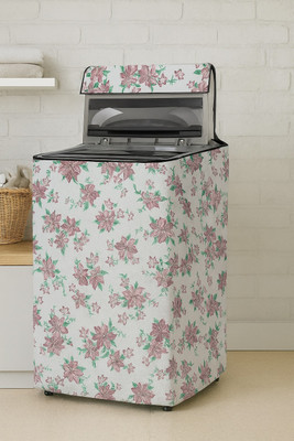Visutra Top Loading Washing Machine  Cover(Width: 66 cm, White with Pink Floral Print)