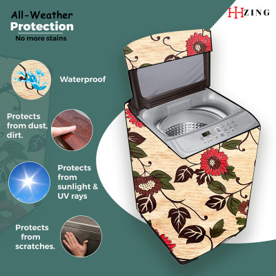 Hizing Top Loading Washing Machine  Cover(Width: 43 cm, Beige)